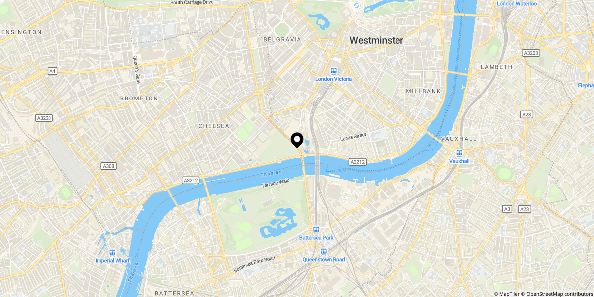 Approximate location of Gatliff Road, London, SW1W 8QD