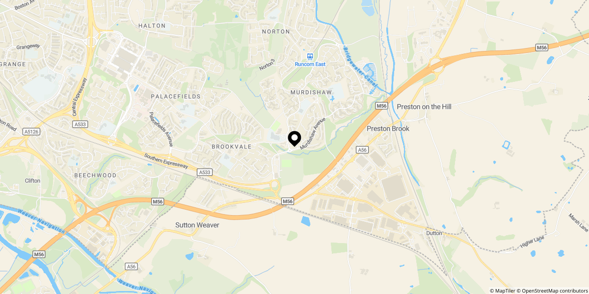 Approximate location of Compass Close, Murdishaw, Runcorn, WA7 6DL