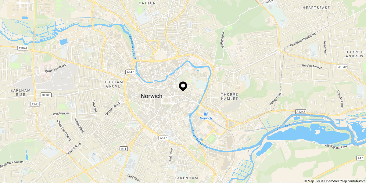 Approximate location of Greyfriars Road, Norwich, NR1 1PR