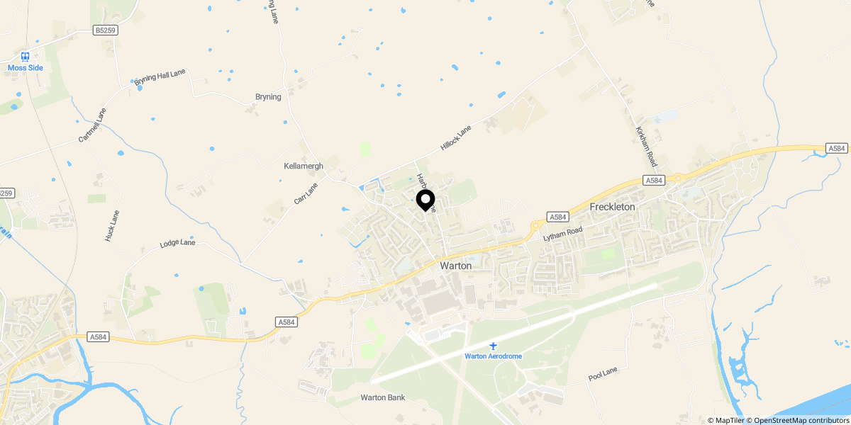 Approximate location of Canberra Way, Warton, Preston, PR4 1XY