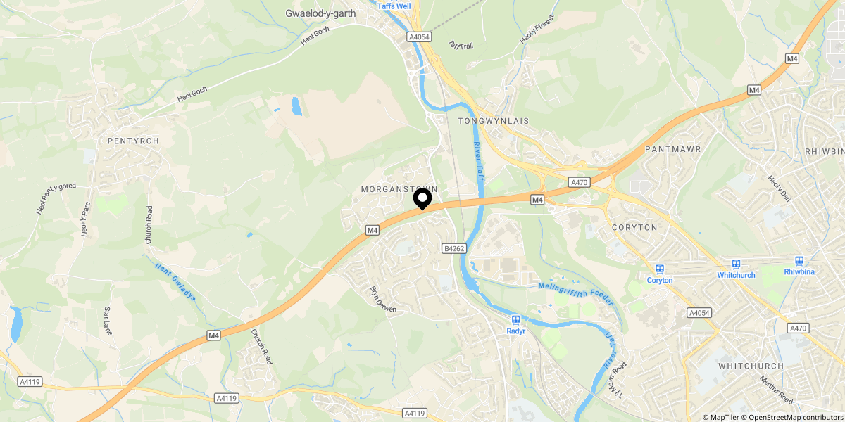 Approximate location of Chapel Road, Morganstown, Cardiff, CF15 8LL