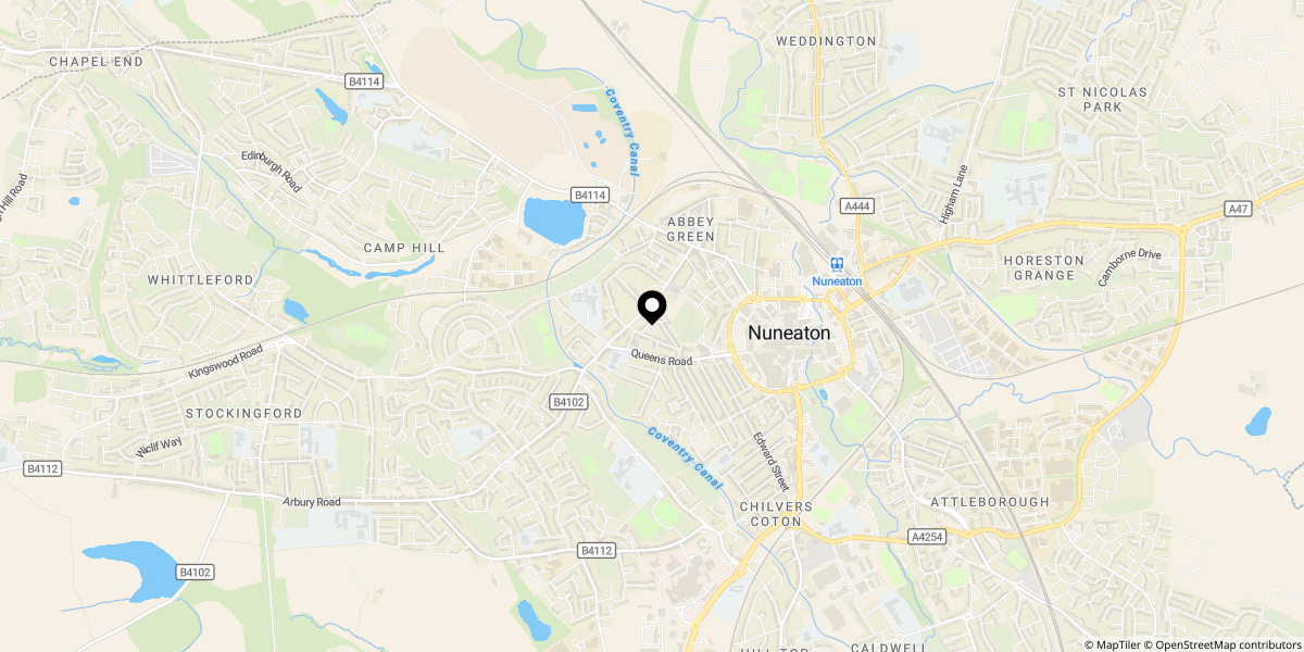 Approximate location of Mount Street, Nuneaton, CV11 5PL