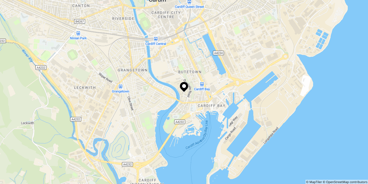 Approximate location of Overstone Court, Cardiff, CF10 5NT
